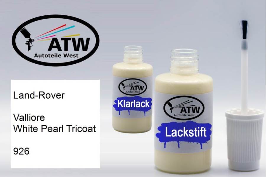 Land-Rover, Valliore White Pearl Tricoat, 926: 20ml Lackstift + 20ml Klarlack - Set, von ATW Autoteile West.